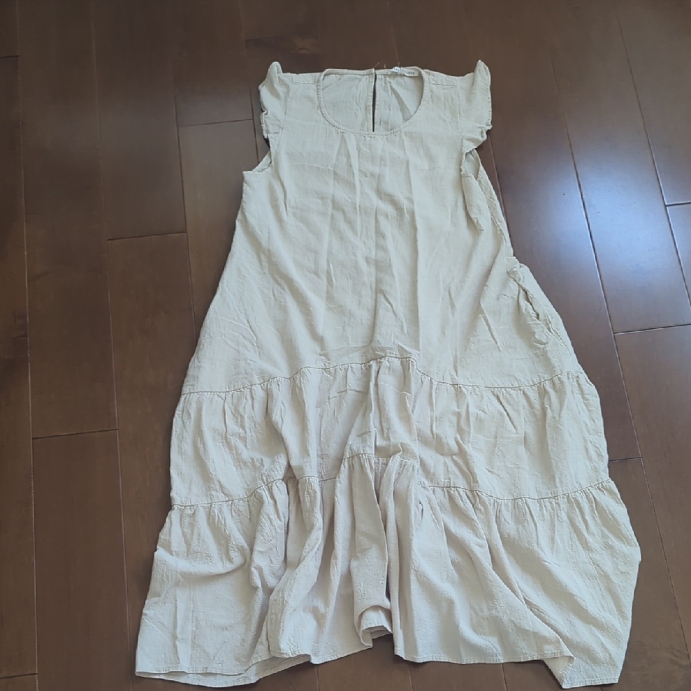 Cream Sleeveless Tiered Dress